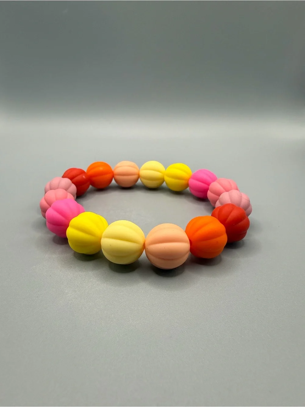 Colorful Bead Silicon Keychain Bracelet - Handmade #K0336C